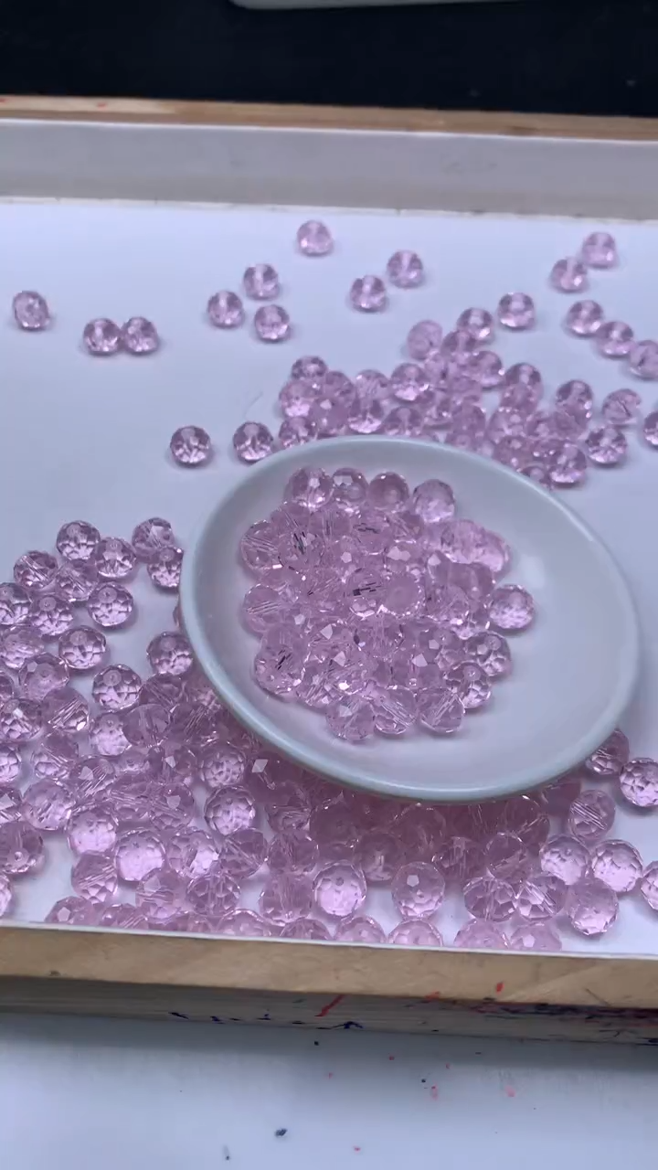 未镶嵌珠宝半成品水晶D453 粉水晶切面8*10mm10个8.8元