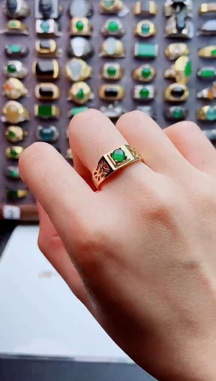 未镶嵌戒指翡翠天然翡翠男戒