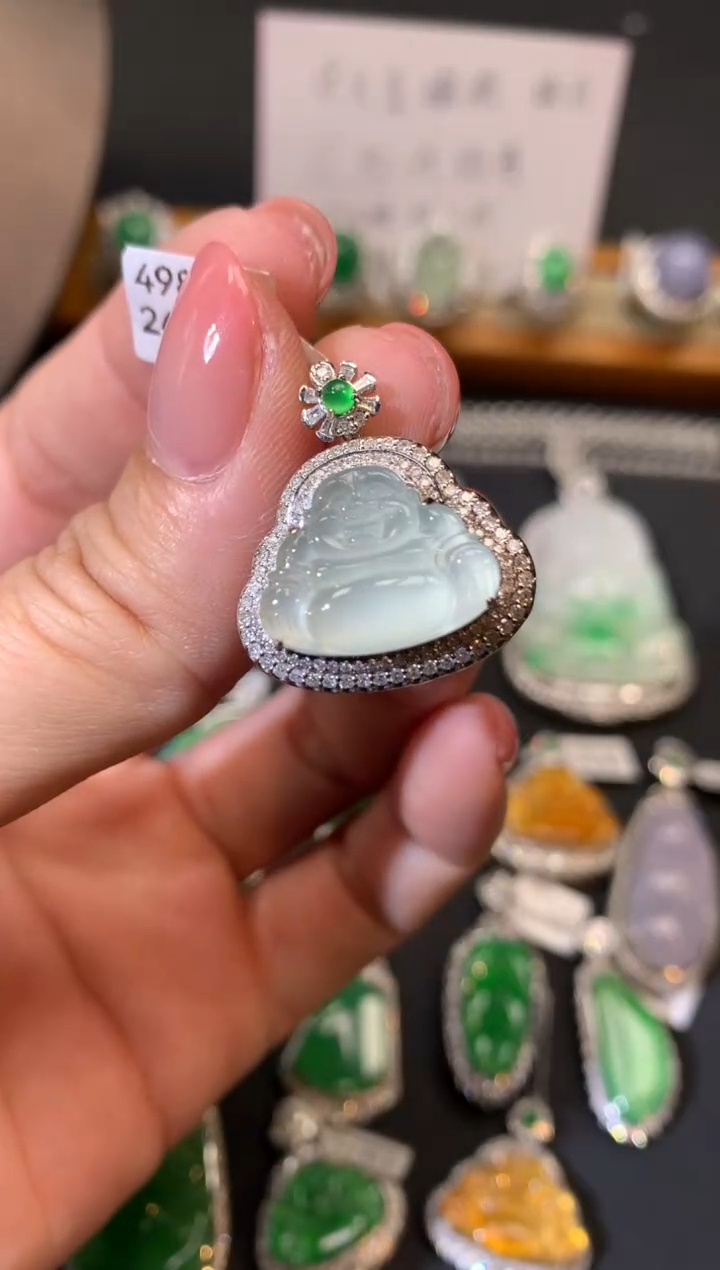 翡翠18K金镶嵌吊坠(不含链)吊坠