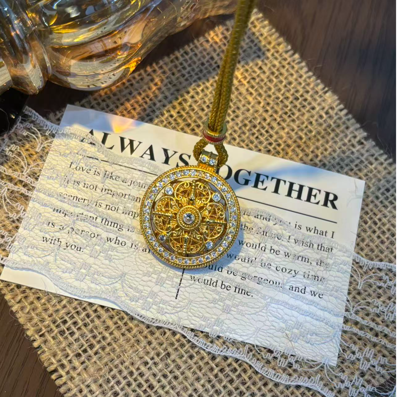 铜合金吊坠 DAJIEJIE大姐姐 四面如意可旋转罗盘项链