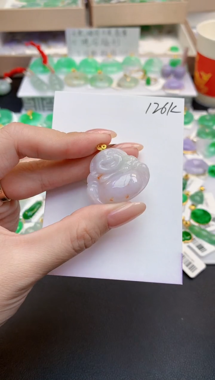 颈饰18K金镶嵌翡翠天然缅甸A货翡翠