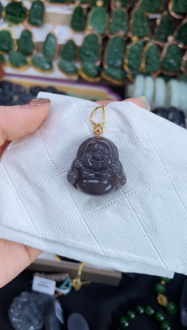 【闪购商品】和田玉吊坠18K金镶嵌多样性发一