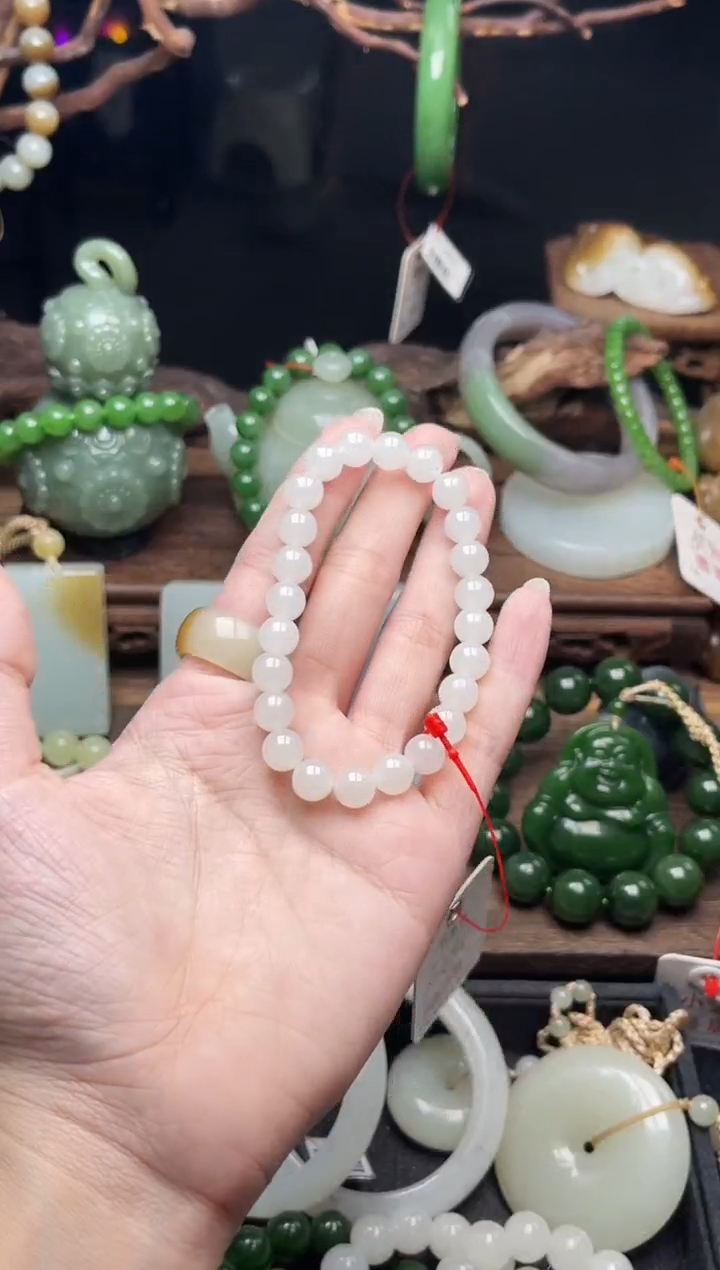 手串未镶嵌和田玉卡8新疆黑山 圆珠9010982