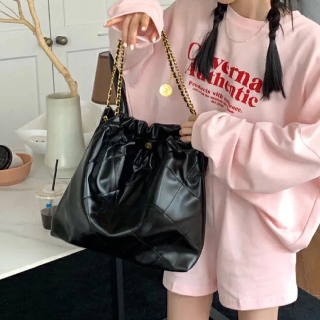 复古休闲垃圾袋百搭包包L829