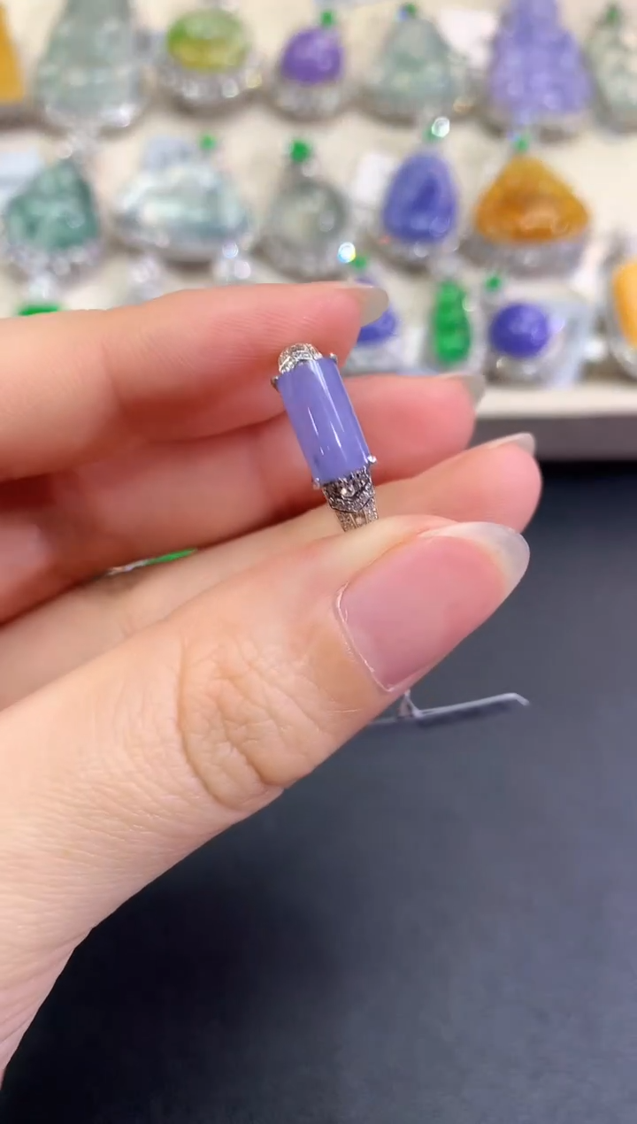 【闪购商品】翡翠戒指18K金镶嵌D4   紫货有色差