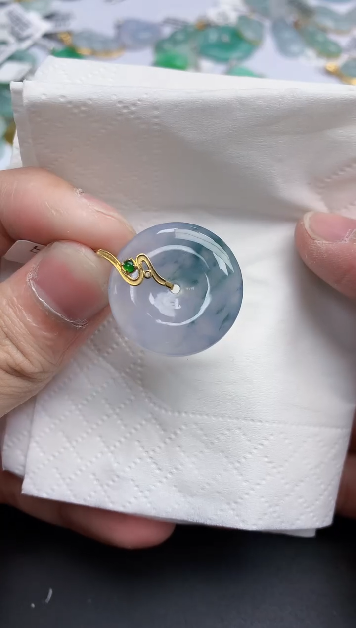 【闪购商品】翡翠颈饰18K金镶嵌天然缅甸翡翠A货