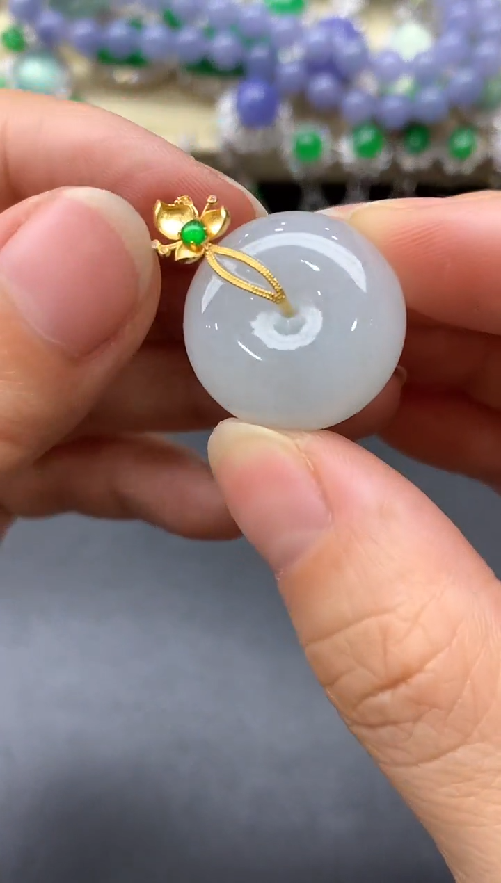 颈饰18K金镶嵌翡翠343-中国好珍宝