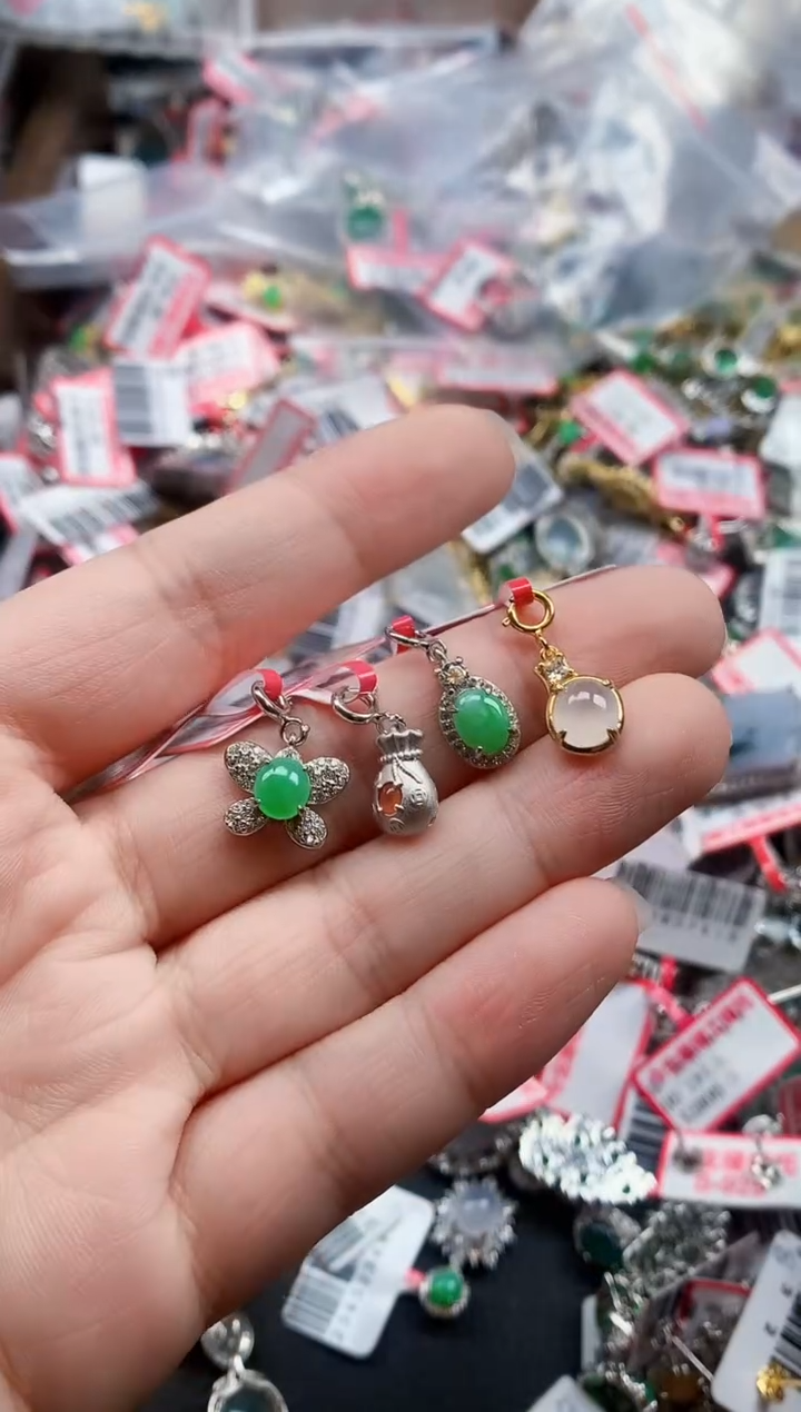 银S925镶嵌戒指翡翠天然A货缅甸翡翠