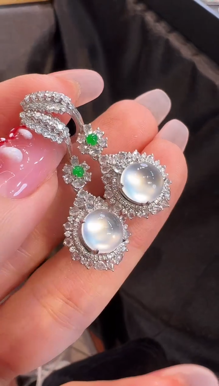 【闪购商品】翡翠耳饰18K金镶嵌耳饰