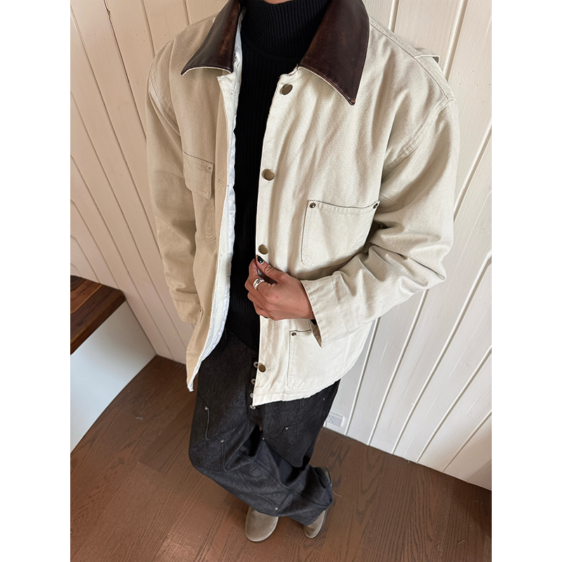 【EME】轻钱“巴恩”中长款工装做旧水洗OV派克 4D 内胆充棉厚外套