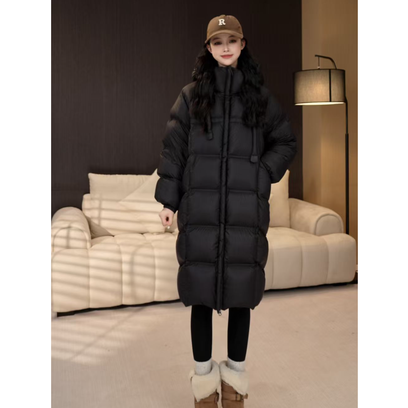 新国标95白鸭绒洋气连帽加厚冬季长款百搭显瘦保暖羽绒服