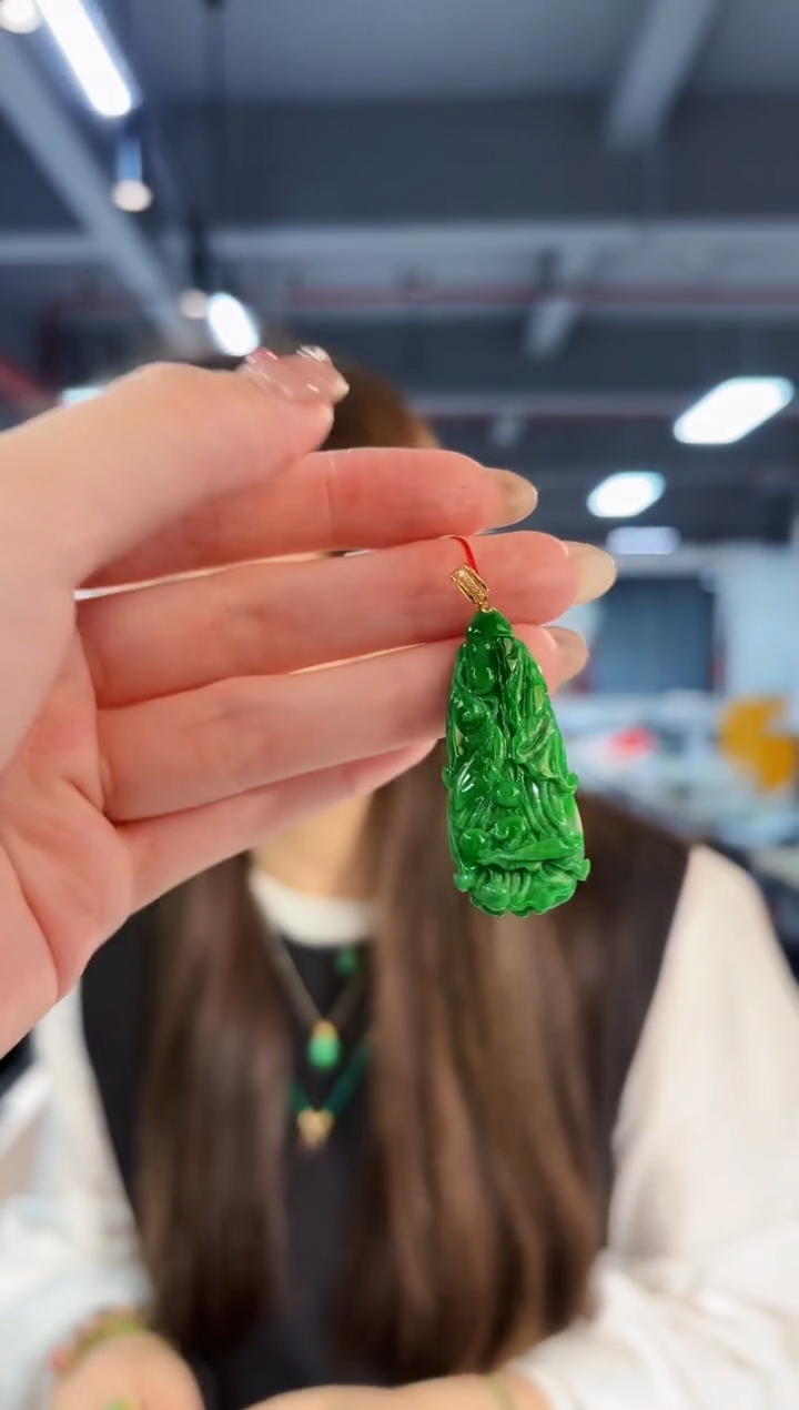 【闪购商品】翡翠颈饰18K金镶嵌缅料A货/支持复检/一件