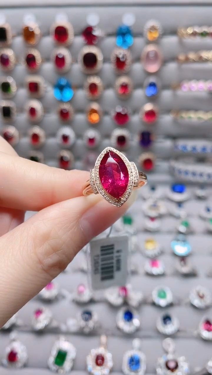 【闪购商品】碧玺18K金戒指18K金镶嵌1