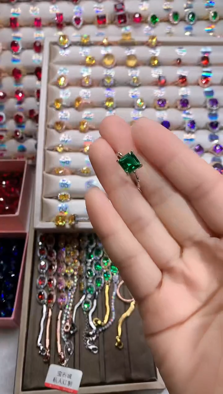 【闪购商品】透辉石戒指银S925镶嵌银色8