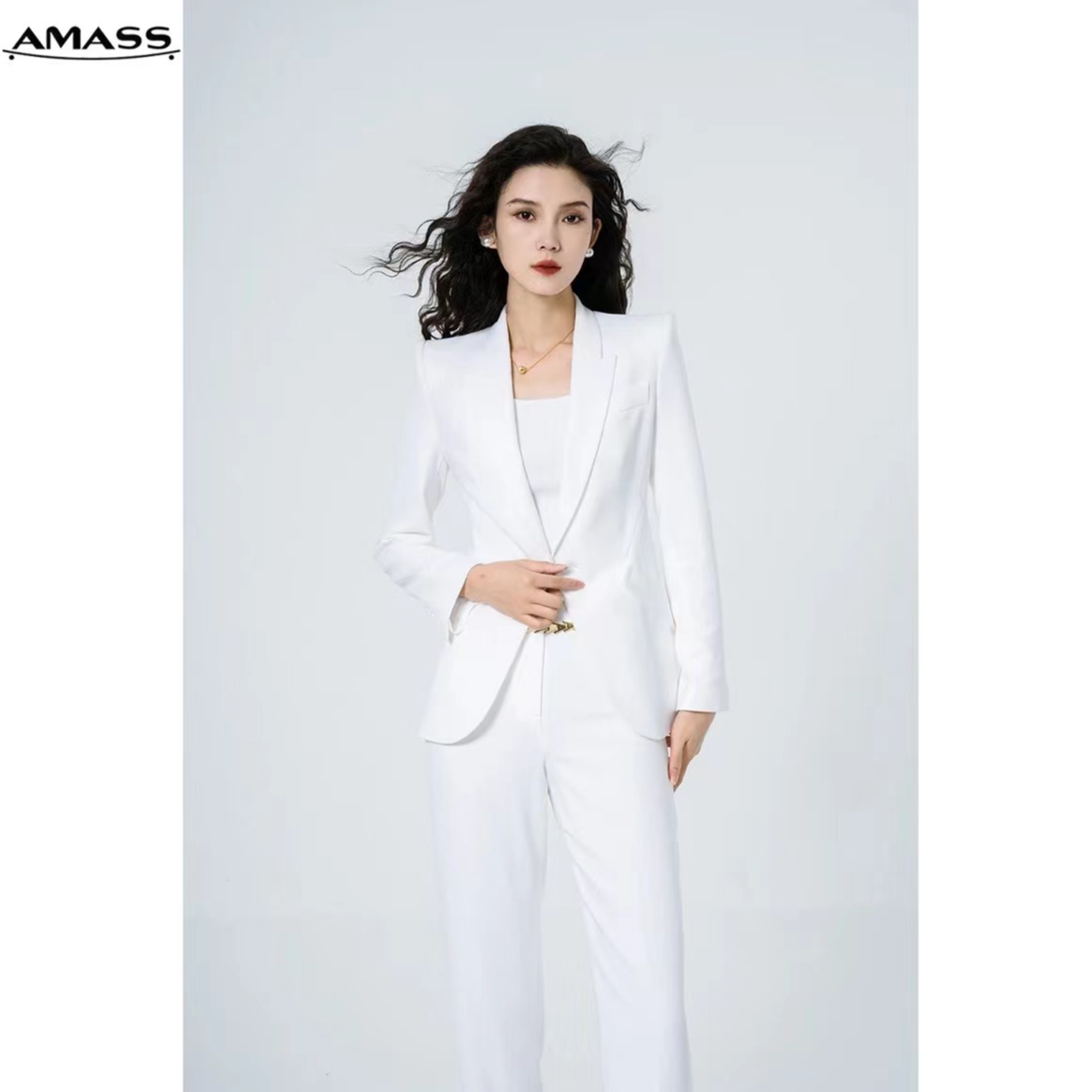 AMASS/阿玛施时尚气质商务修身翻领单扣通勤女士西装外套5400809