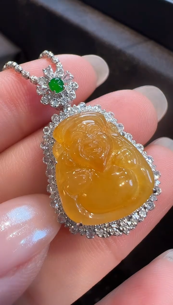 吊坠(不含链)18K金镶嵌翡翠AL6