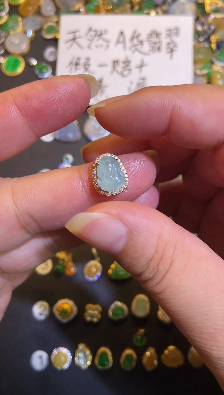 吊坠(不含链)银S925镶嵌翡翠1