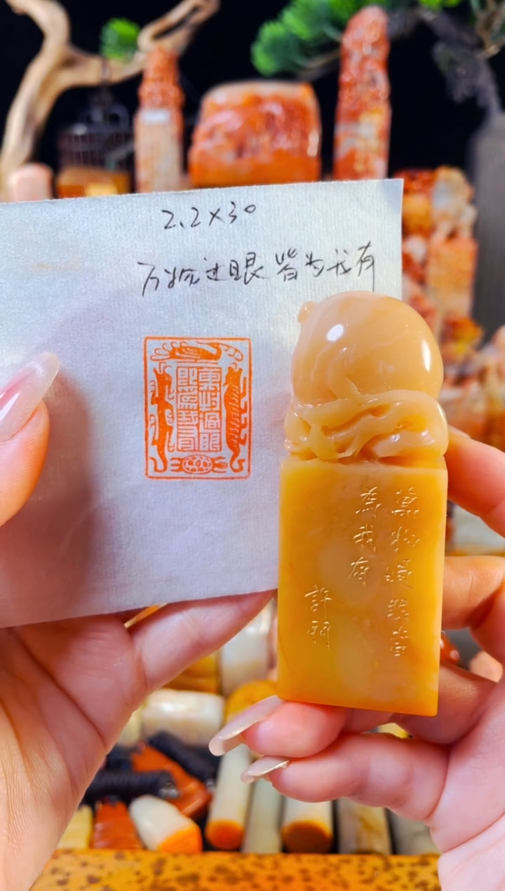 【闪购商品】老挝石印石手工篆刻《万物过眼皆为我有》