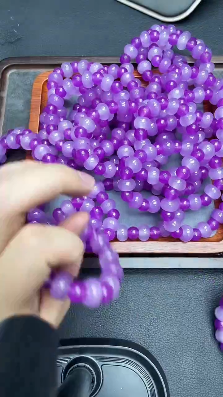 翡翠银S925镀金镶嵌项链紫翡单圈手串