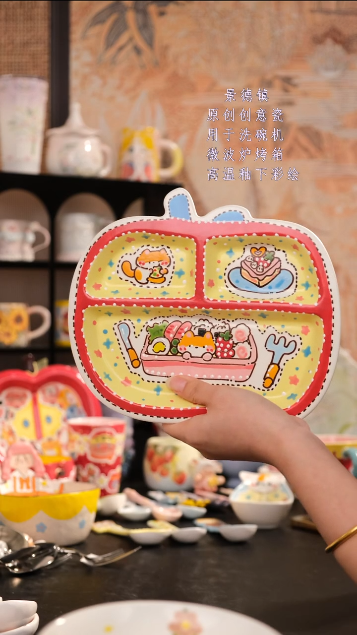 摆件景德镇手工手绘设计师款