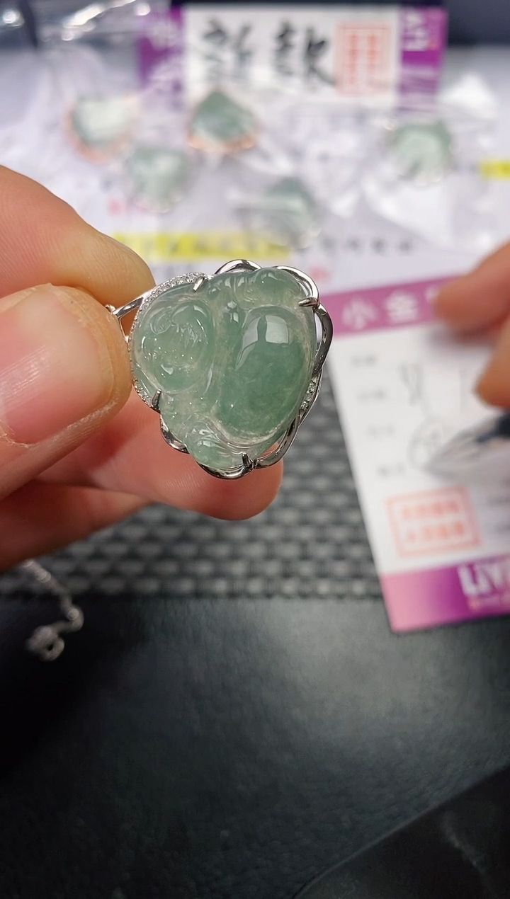 吊坠(不含链)银S925镶嵌翡翠柒***^挂件