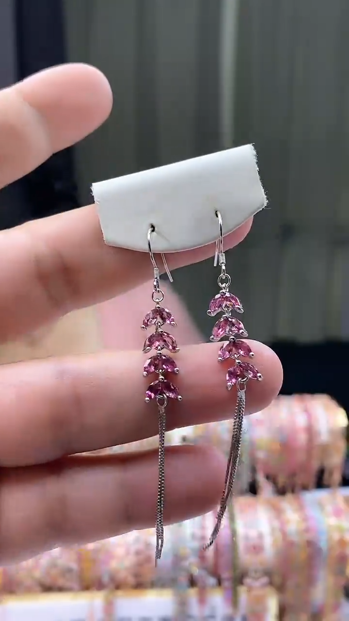 【闪购商品】碧玺耳钩银S925镶嵌34354354345354