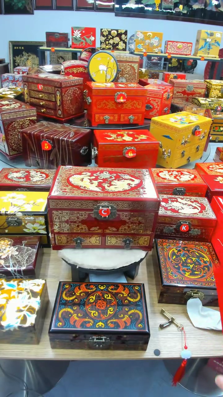 【闪购商品】28酒红三层铜丝贝壳镶嵌龙凤呈祥升级款