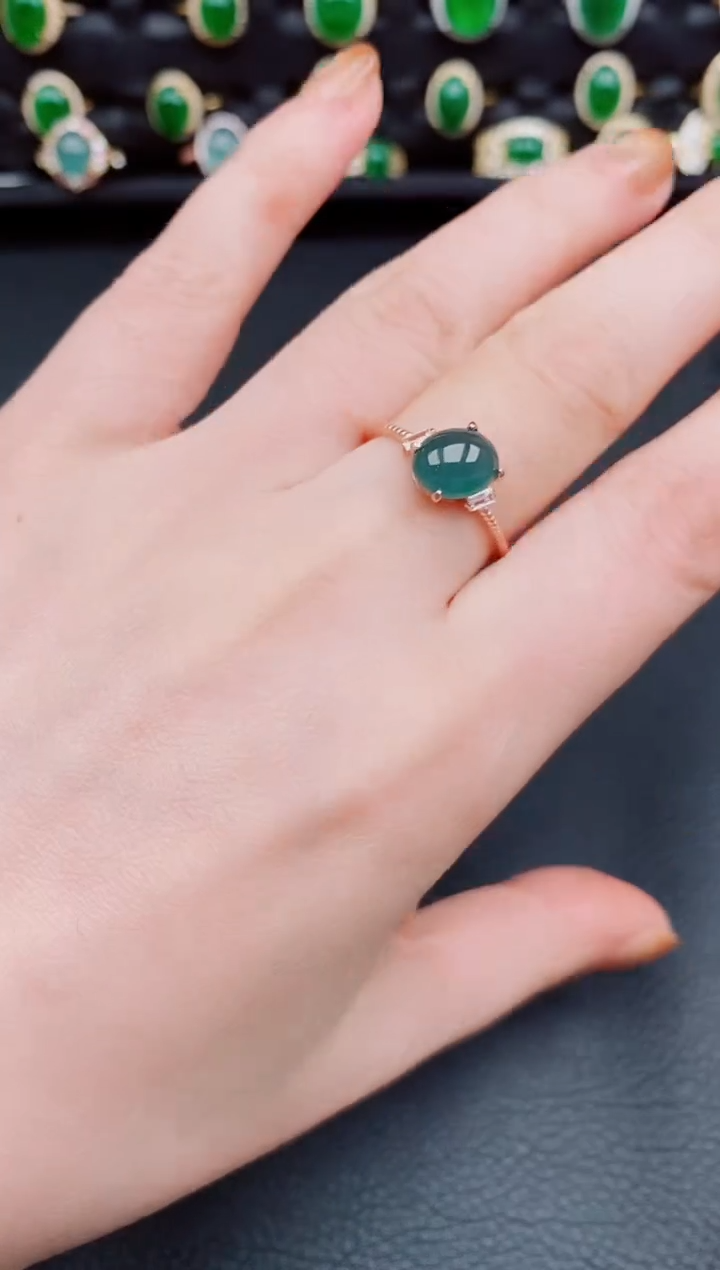 【闪购商品】翡翠戒指银S925镶嵌天然a货翡翠11