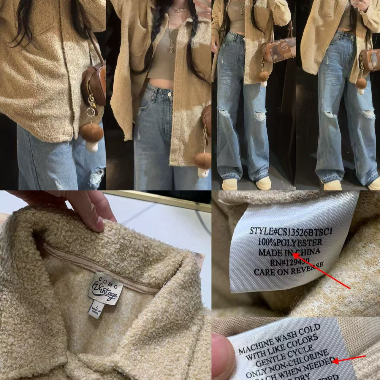 357-翻领多口袋摇粒绒外套