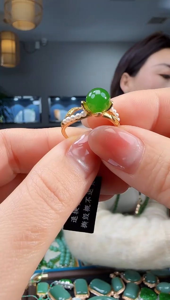 银S925镶嵌戒指和田玉11