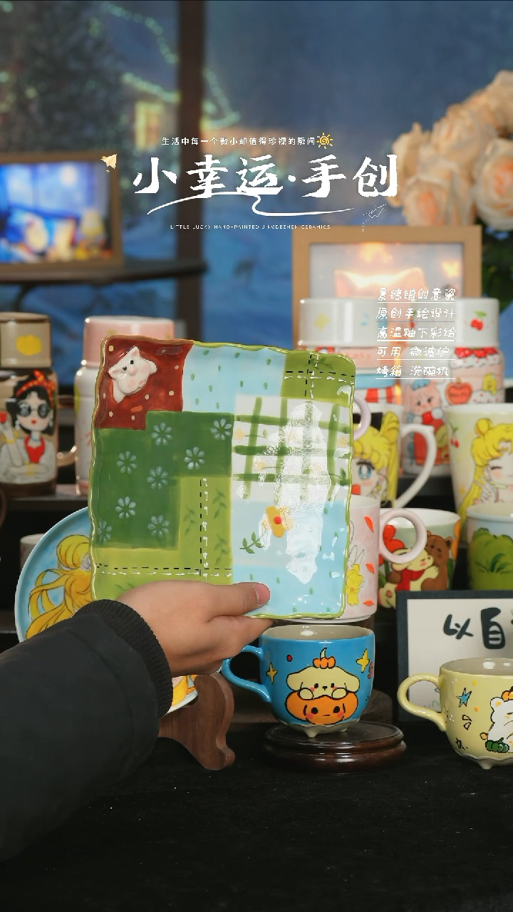 【闪购商品】小幸运纯手工手绘陶瓷