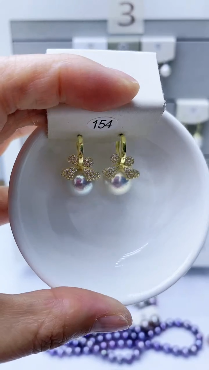 【闪购商品】淡水珍珠耳饰银S925镶嵌154