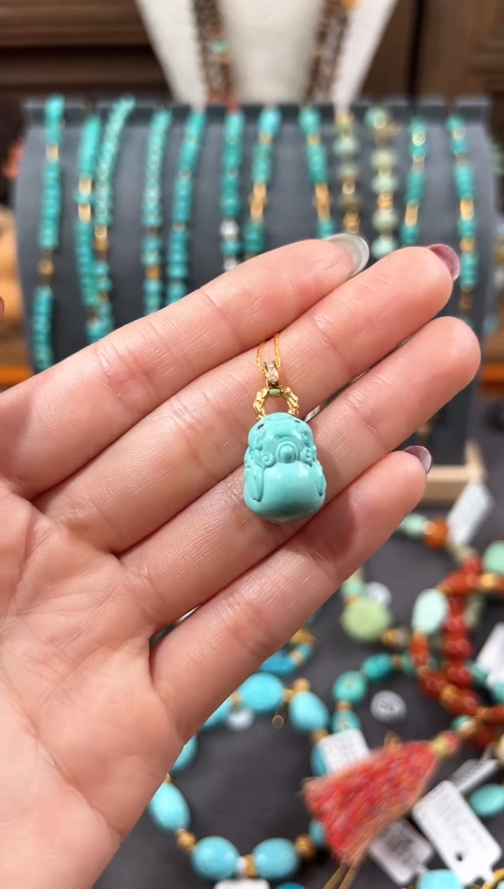 【闪购商品】绿松石颈饰18K金镶嵌绿松石吊坠