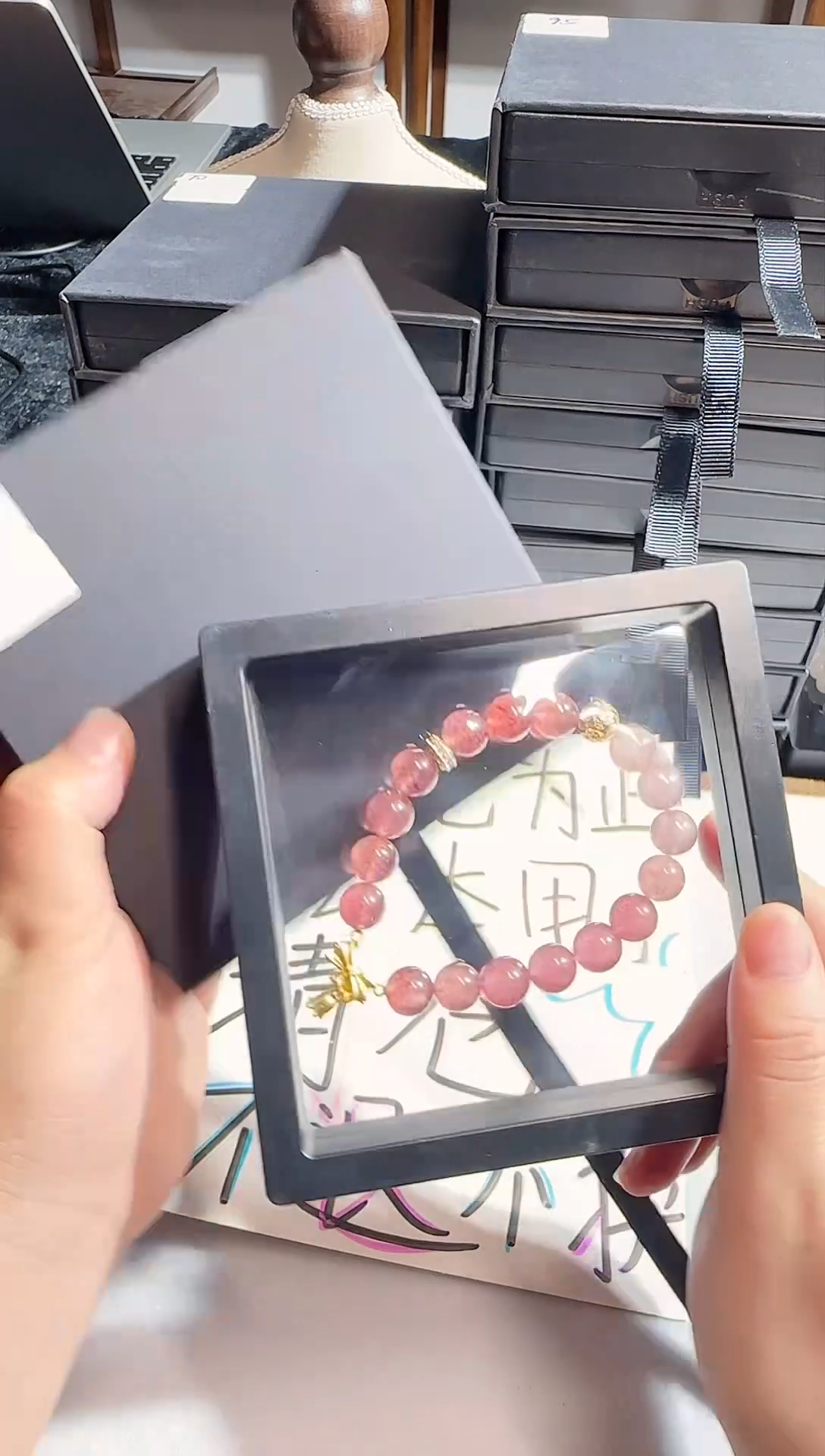 【闪购商品】水晶手链银S925镶嵌渐变草莓晶