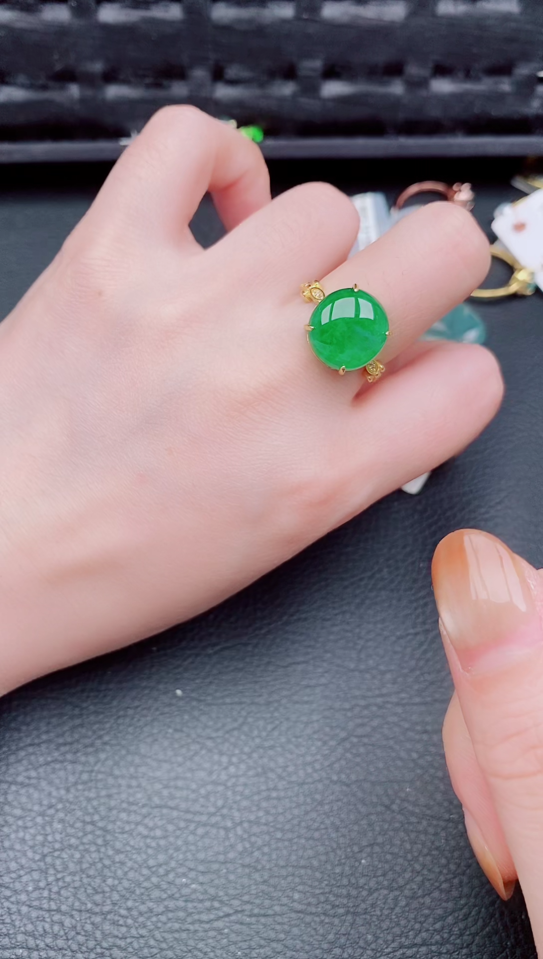 【闪购商品】翡翠戒指银S925镶嵌天然a货翡翠865