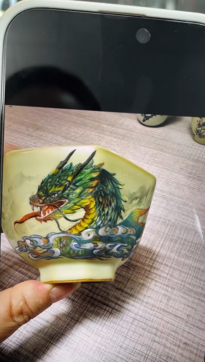 【闪购商品】周泽堂粉青余秀华彩绘 八方杯 蛇