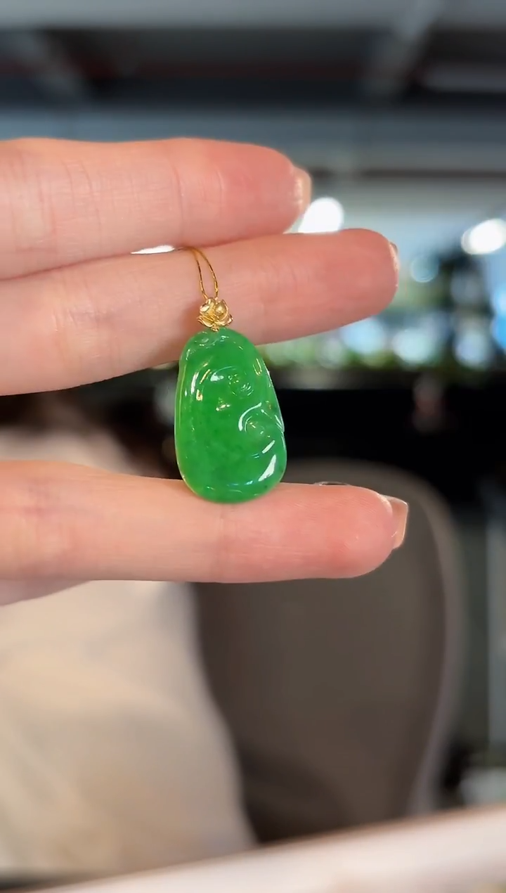 吊坠(不含链)18K金镶嵌翡翠 缅甸A货/支持复检/一件