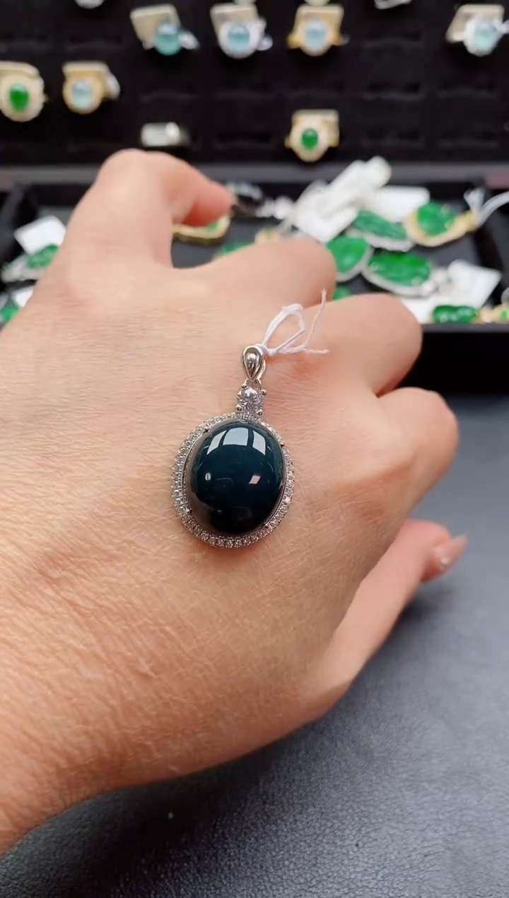 吊坠(赠链)银S925镶嵌翡翠1