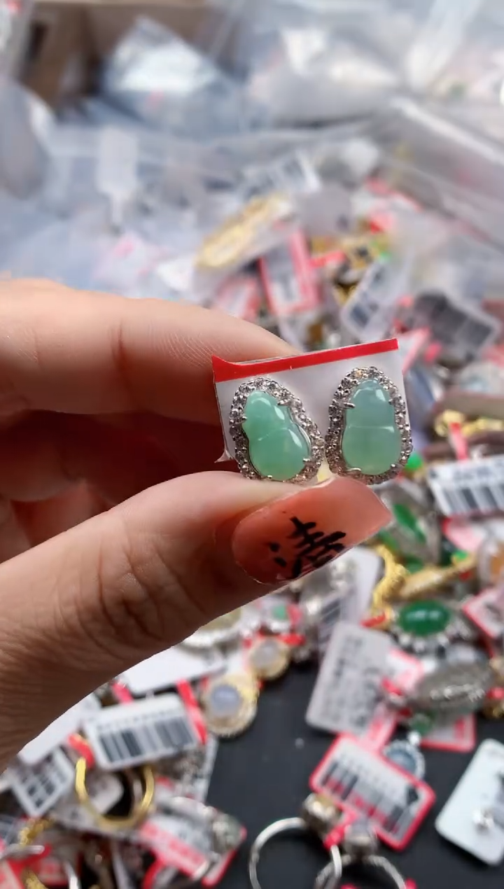 银S925镶嵌戒指翡翠天然A货缅甸翡翠