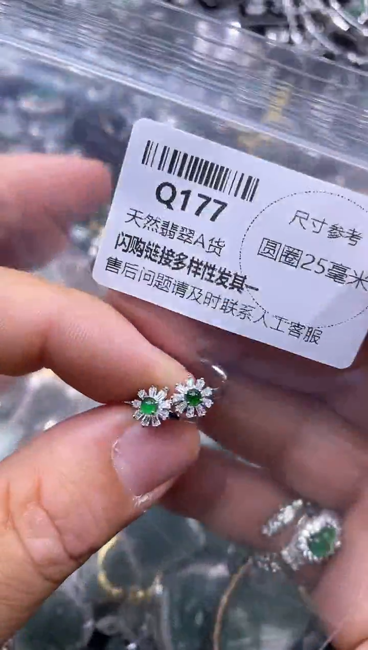 【闪购商品】翡翠颈饰未镶嵌Q177耳扣