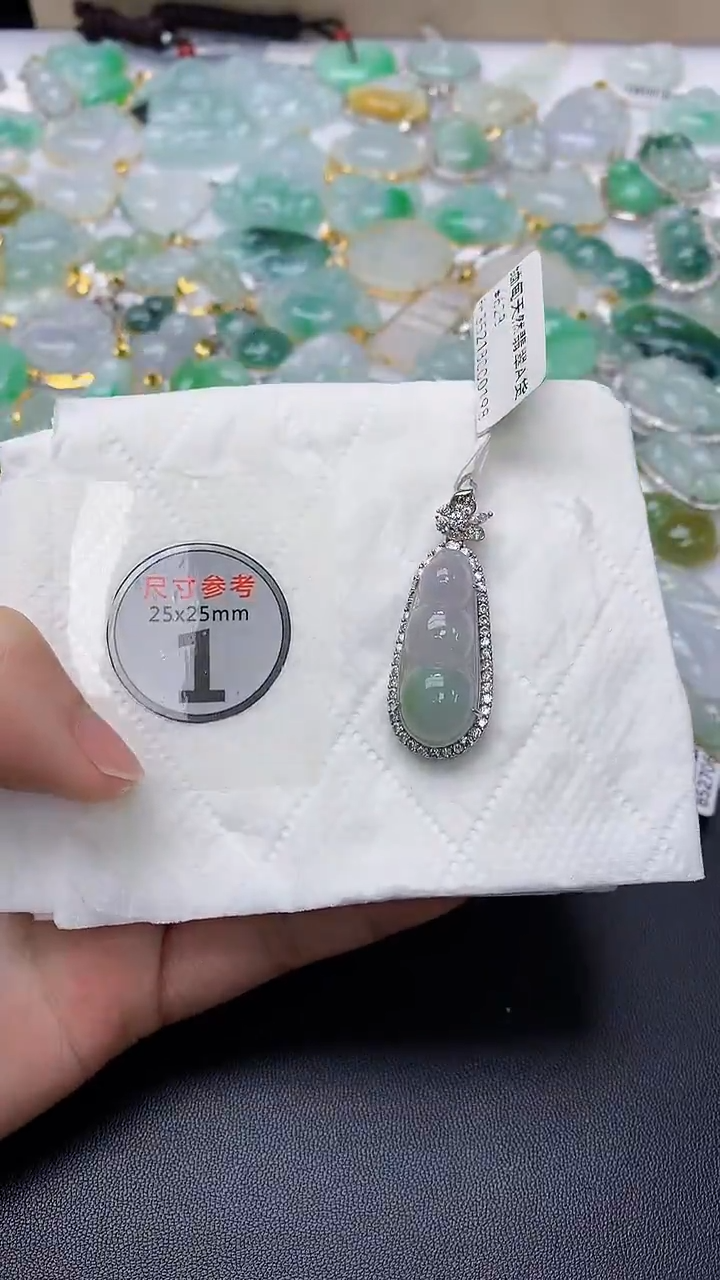 颈饰银S925镶嵌翡翠 天然缅甸A货百元以上9元证书费自理