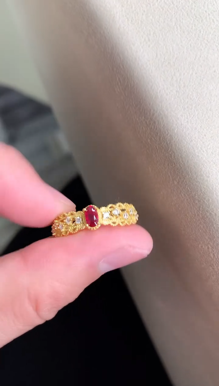 【闪购商品】红宝石戒指银S925镶嵌戒指