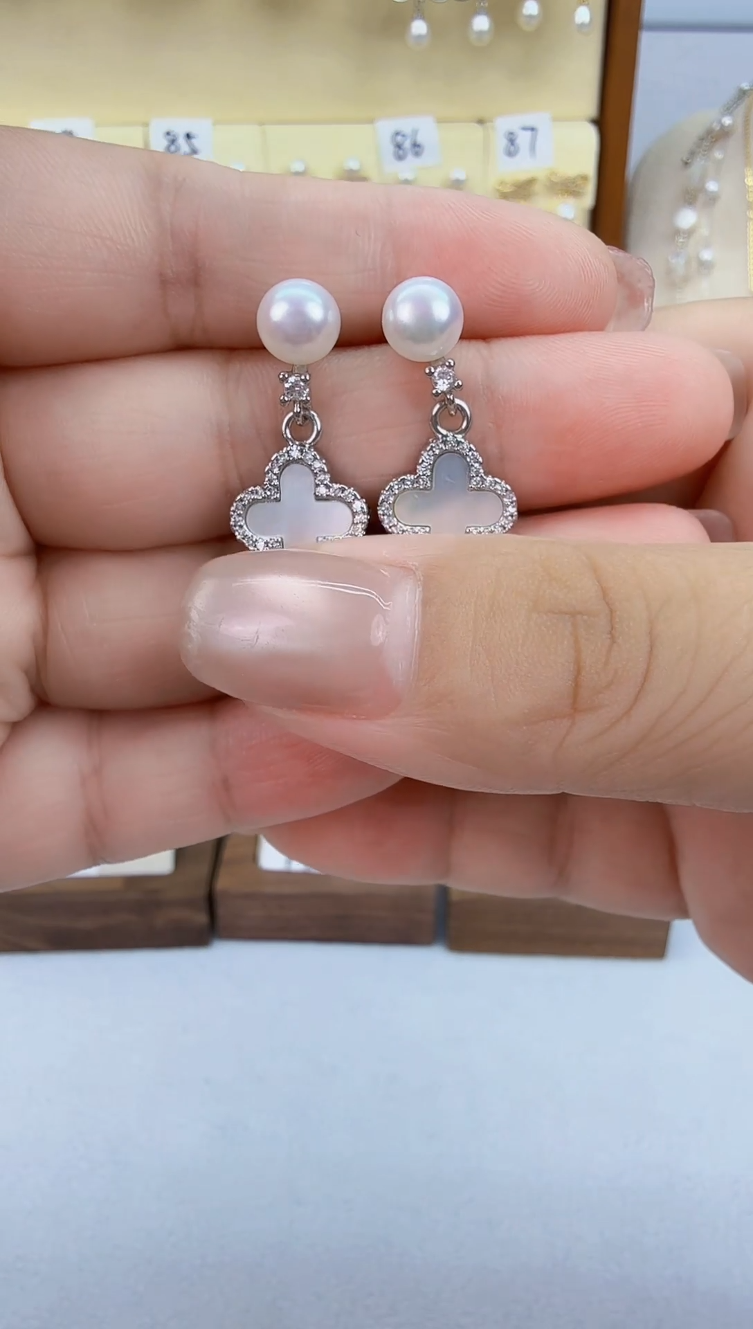 未镶嵌耳饰淡水珍珠银