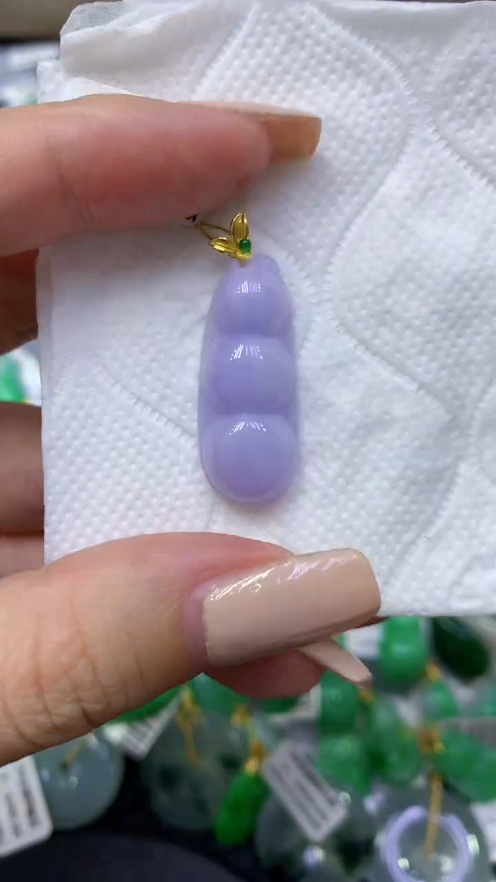 颈饰18K金镶嵌翡翠天然缅甸翡翠A货