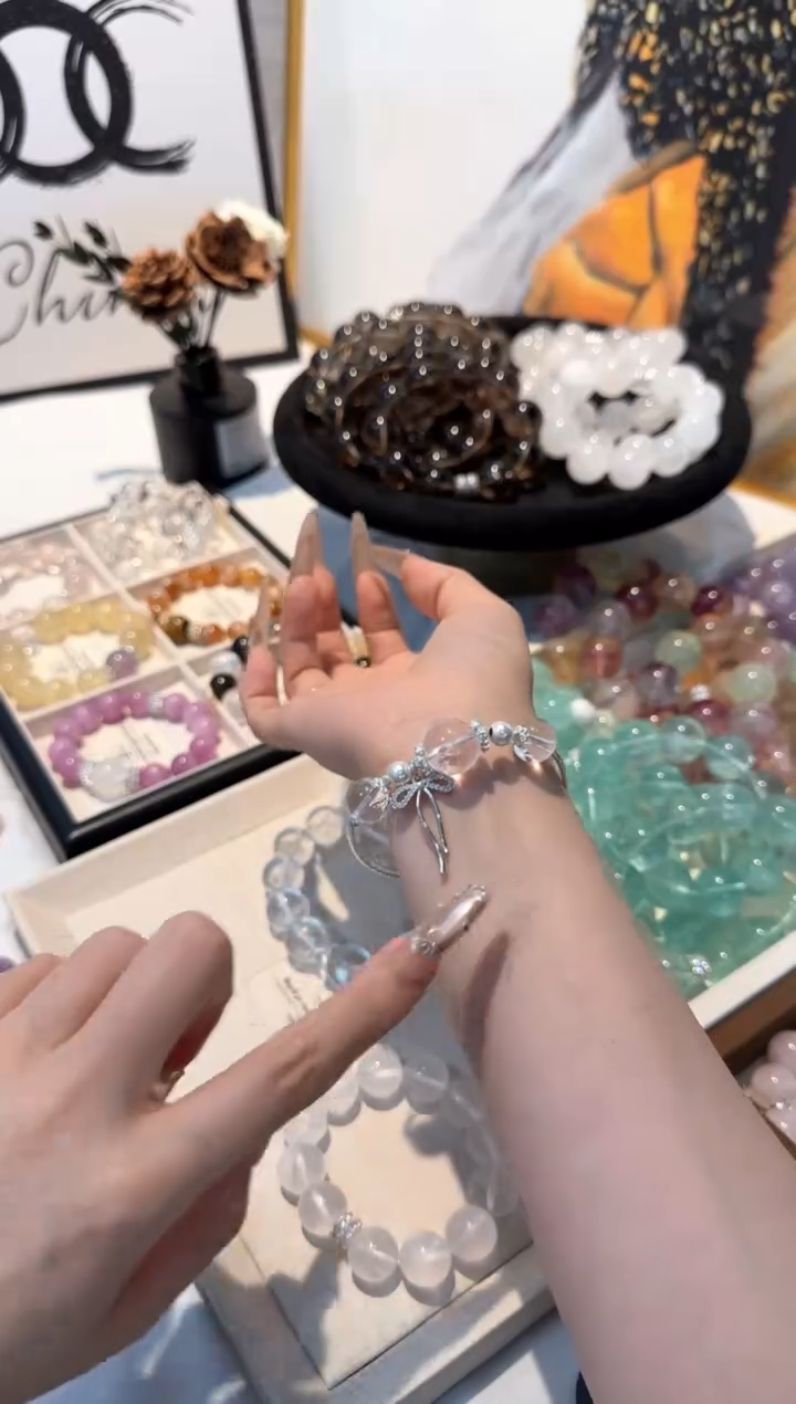 水晶手链银S925镶嵌白水