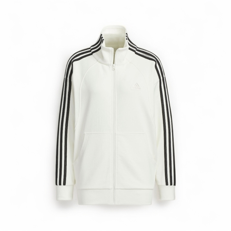 adidas/阿迪达斯女款白色经典条纹拼接复古外套卖场同款JN0760