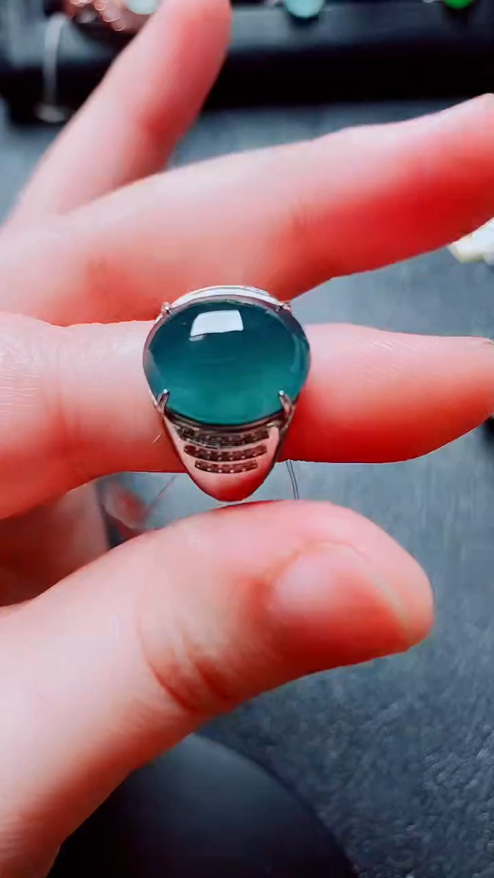 银S925镶嵌戒指翡翠111