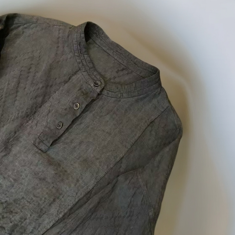 无相布衣分享古澜木早秋圆领衬衫长袖上衣衬衣GS3748