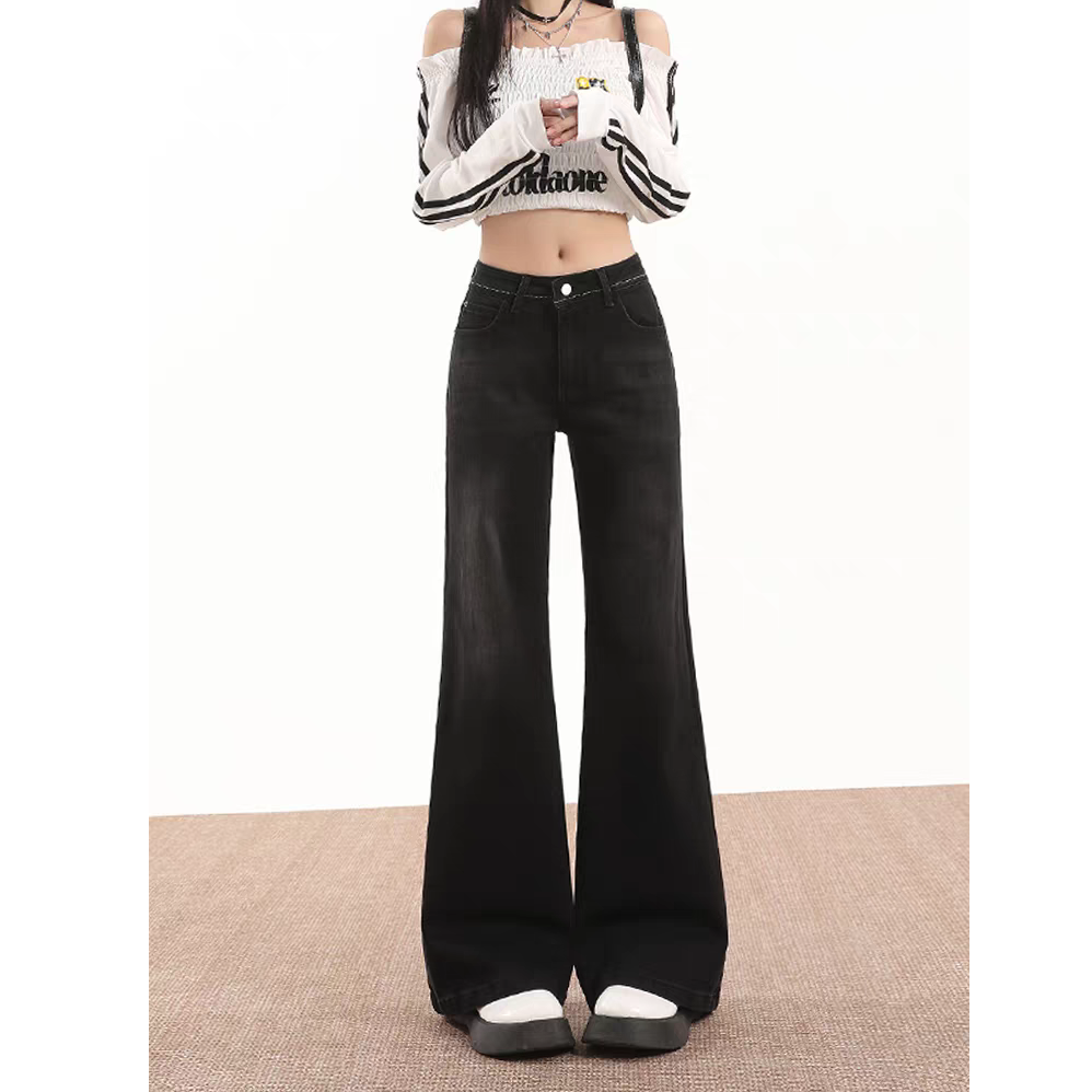 微喇牛仔裤女2025秋冬新款设计感宽松修身显瘦不贴腿喇叭裤子