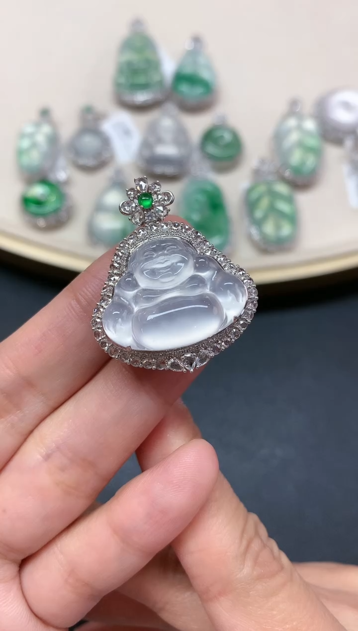 【闪购商品】翡翠吊坠(不含链)18K金镶嵌佛公A23|39800